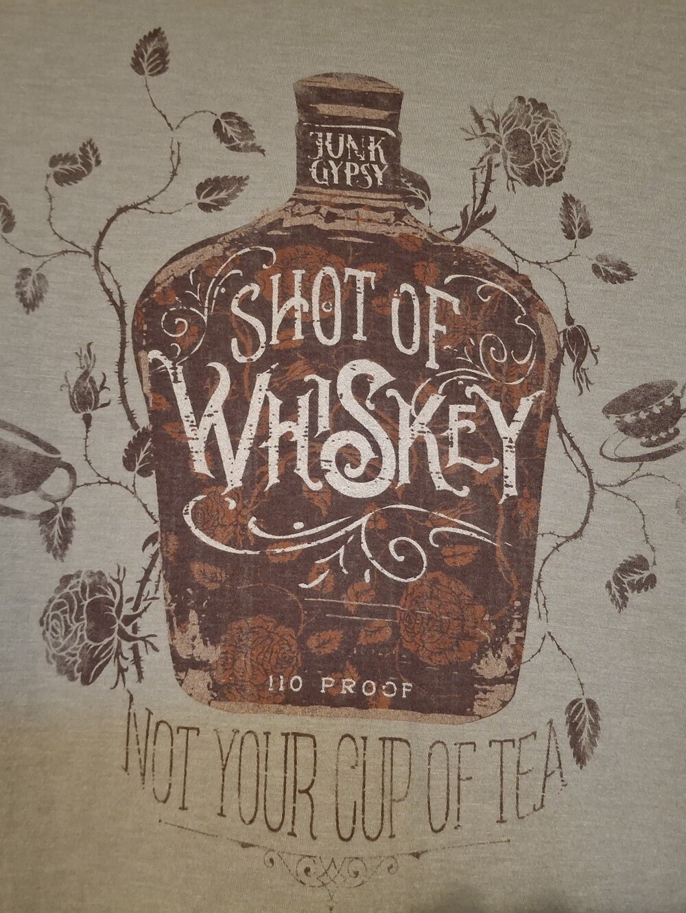 Junk Gypsy Shot of Whiskey Graphic Tee - Brown & Cream